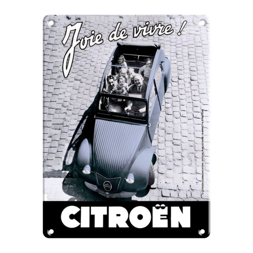 PLAQUE DÉCORATIVE MÉTAL CITROËN 2 CV JOIE DE VIVRE