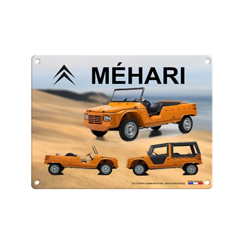 PLAQUE DÉCORATIVE MÉTAL CITROËN MÉHARI ORANGE