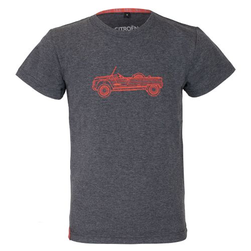 T-SHIRT VEHICULE MEHARI CITROËN GRIS ORANGE ENFANT